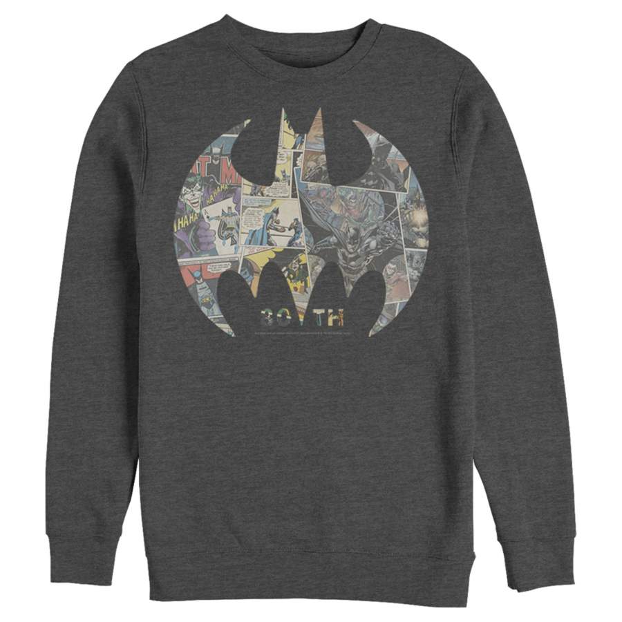 Batman Men’s Shield Logo Comic 80th Anniversary  Sweatshirt