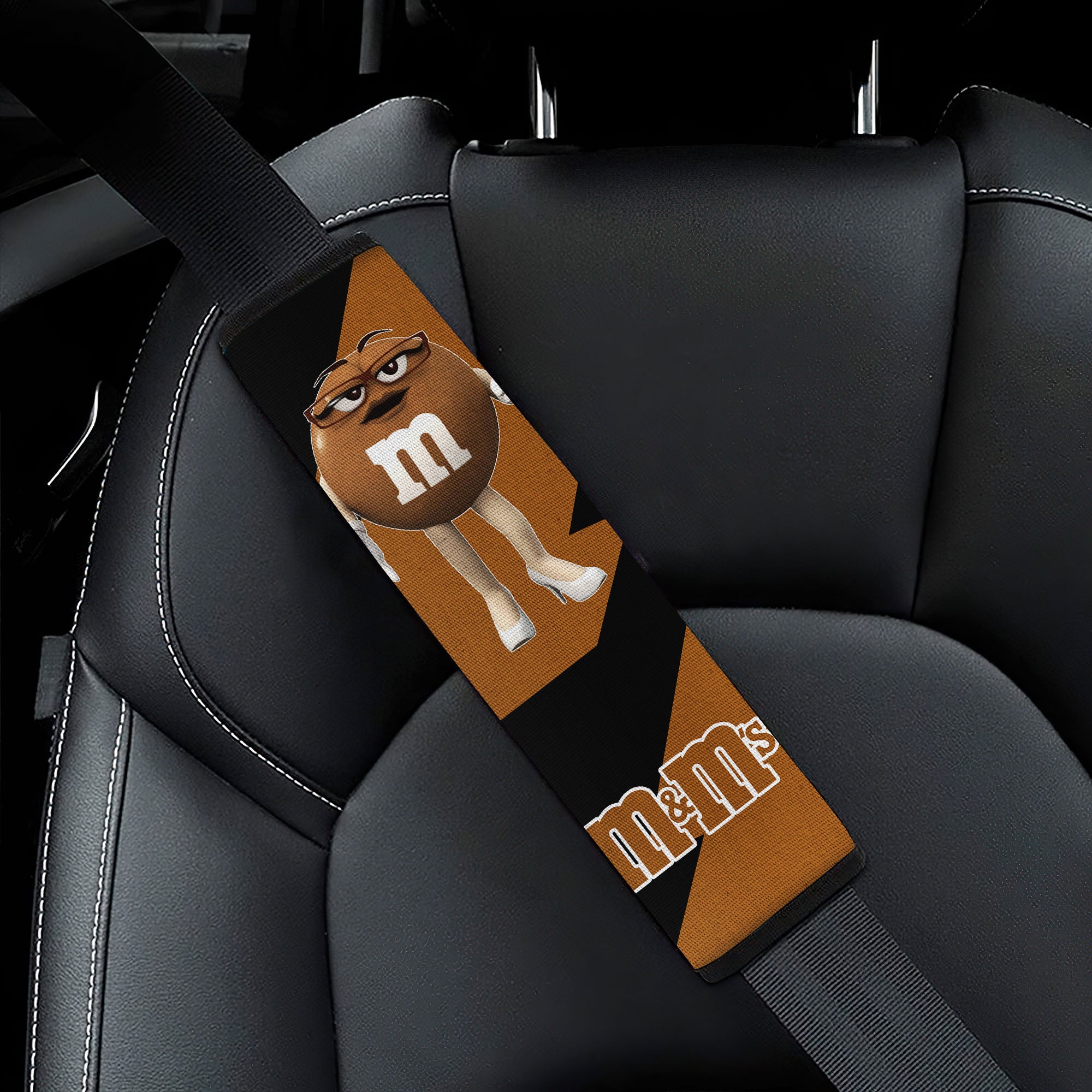 M&M’S Candy Ice Cream Cones Chocolate Brown Custom Car Seat Belt Covers Custom Car Accessories