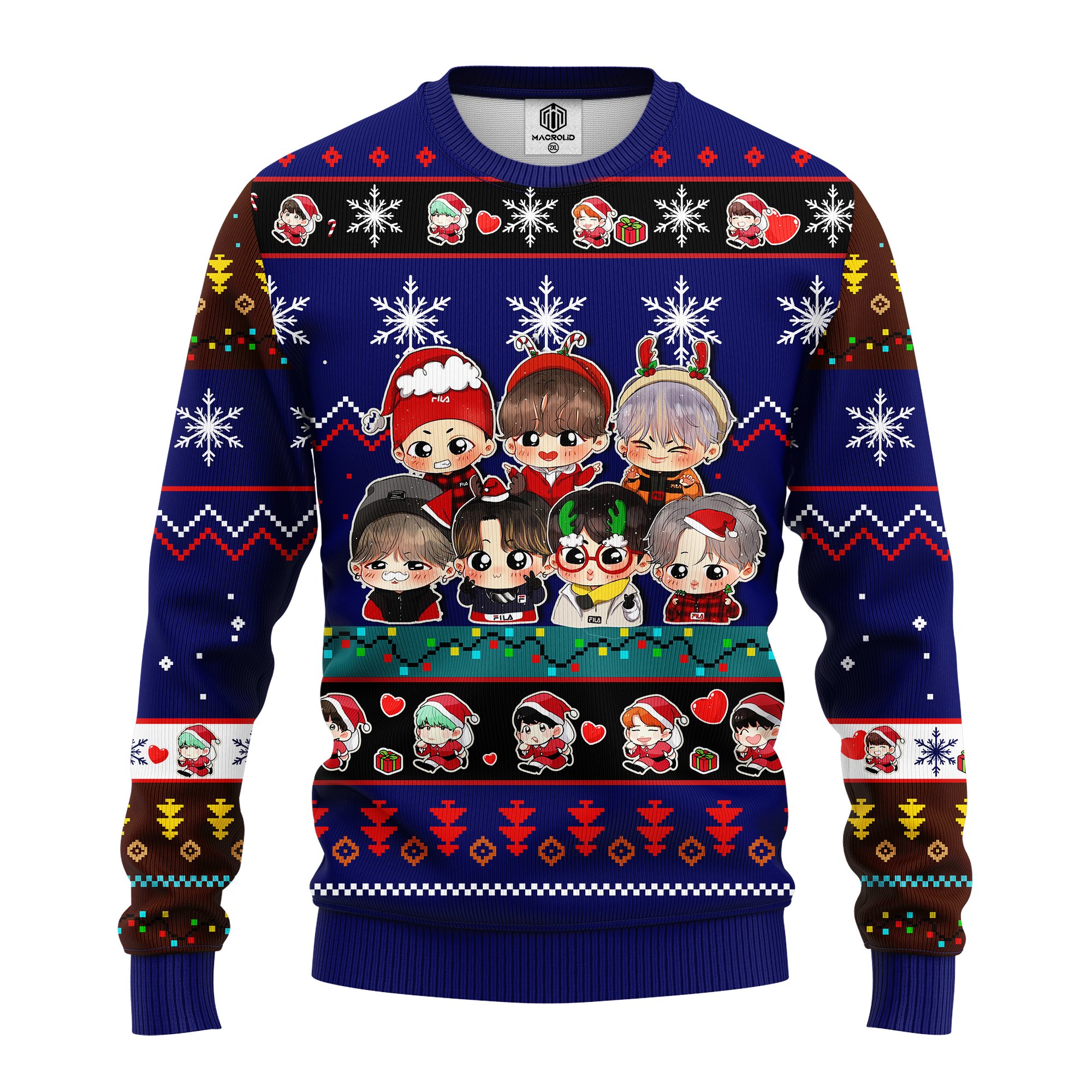 bts army chibi cute ugly christmas sweater blue 1 – Amazing Gift idea – thanksgiving gift