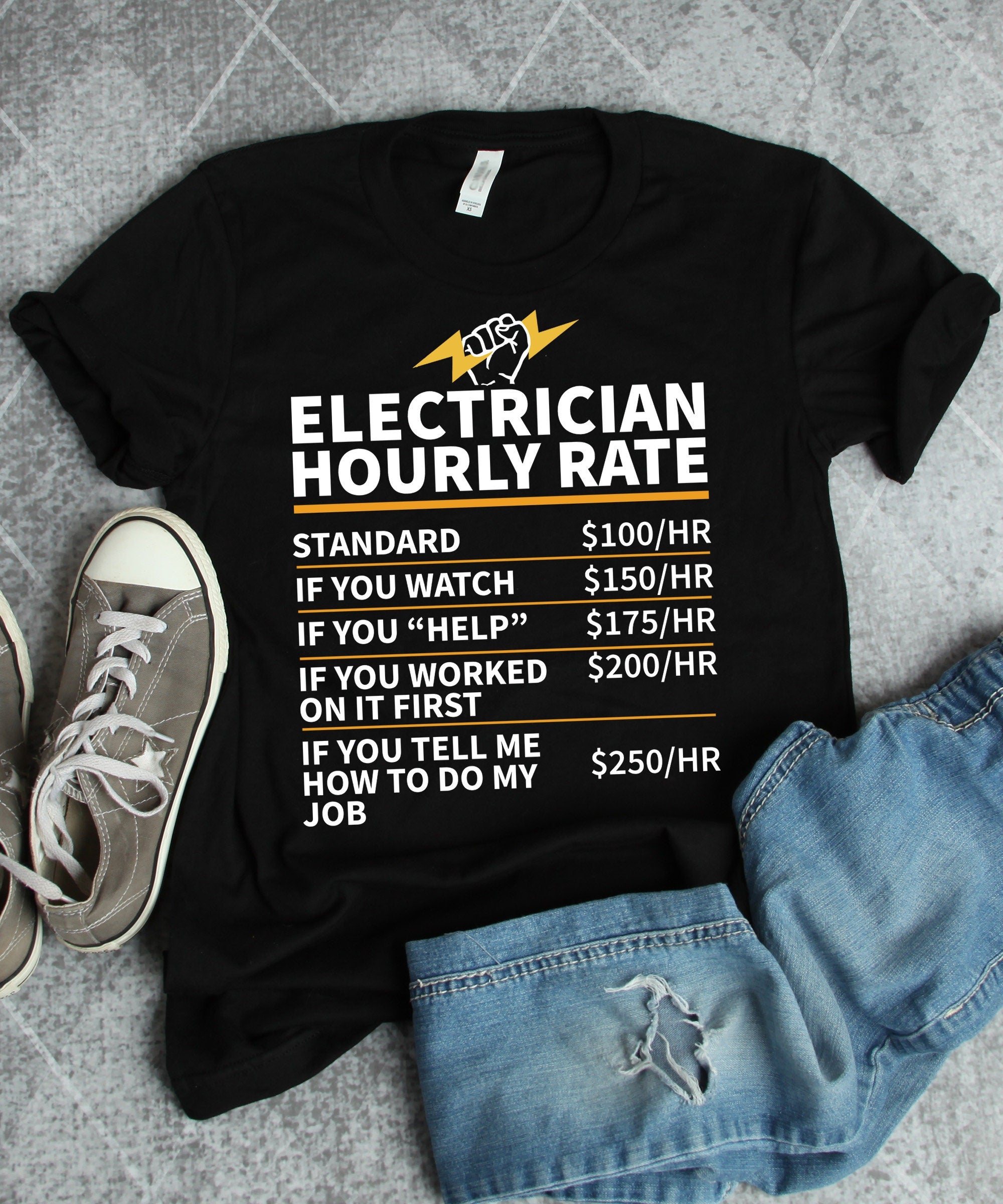 Electrician Hourly Rate Funny Gift Standard/Premium T-Shirt Hoodie