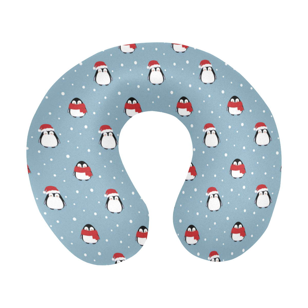 Cute Penguin Christmas Snow Pattern U-Shaped Travel Neck Pillow