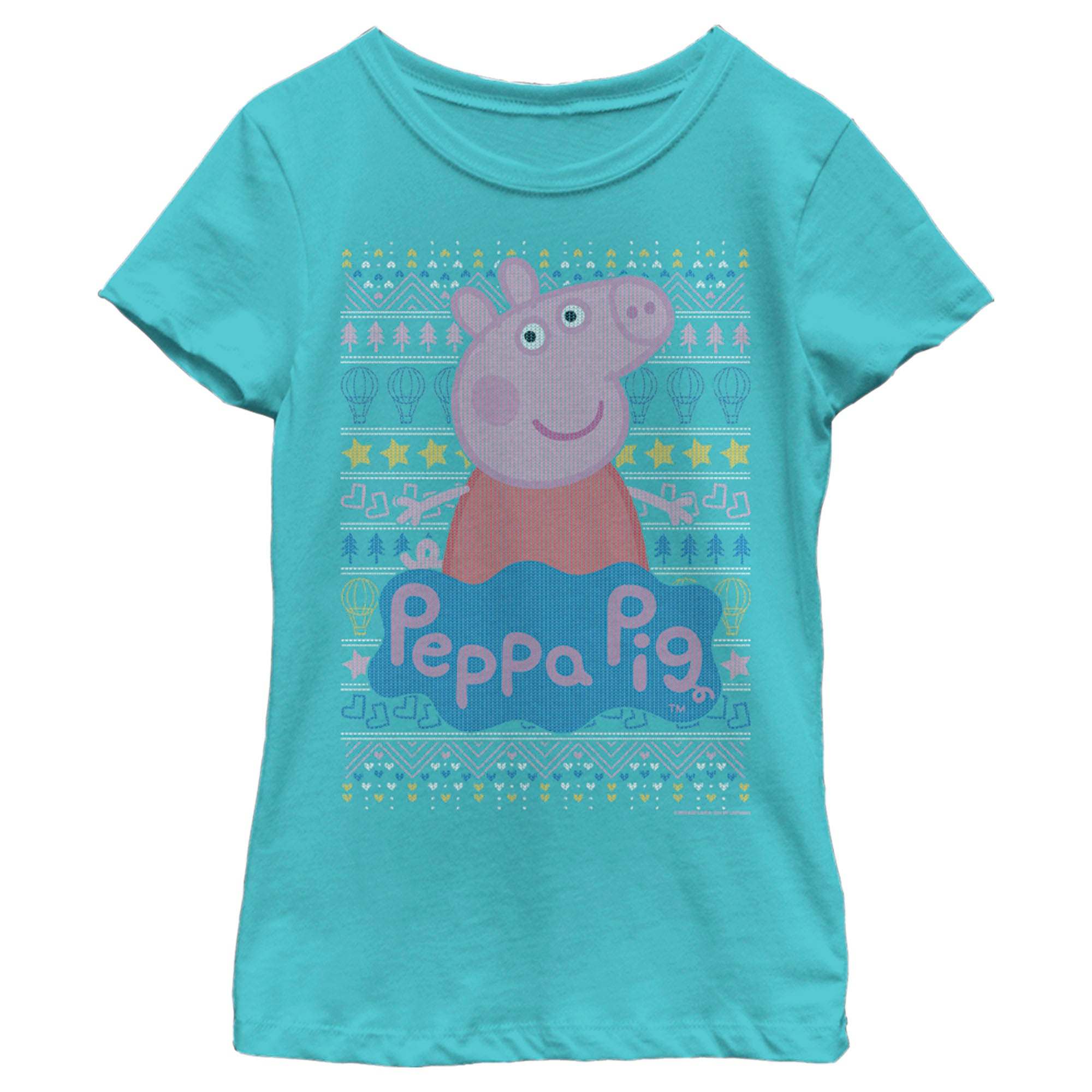 Girl’S Peppa Pig Distressed Christmas Sweater T-Shirt