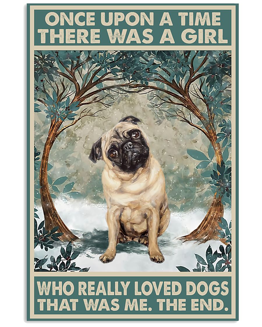 Pug Puppy Once Upon A Time Portrait Poster & Canvas Gift For Dog Lover Friend Family Birthday Home Decor Wall Art Visual Art