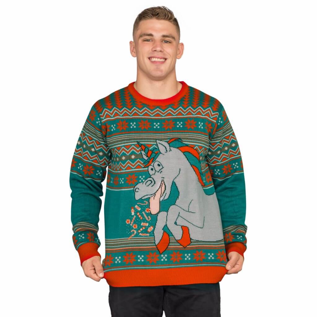 Unicorn Candy Canes And Star Dust Ugly Christmas Sweater