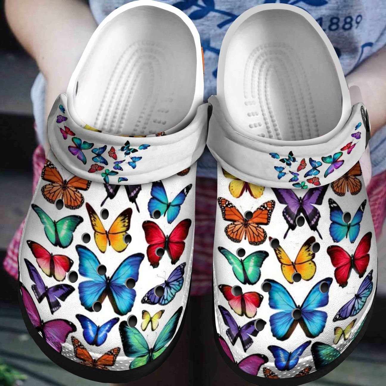 Butterfly Personalized Clog, Custom Name, Text, Color, Number Fashion Style For Women, Men, Kid, Print 3D Rainbow Butterflies