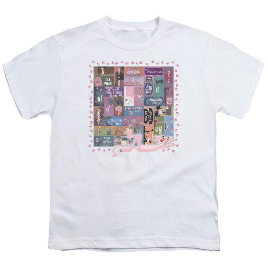 Pink Panther Vintage Titles Youth T-Shirt (Ages 8-12)