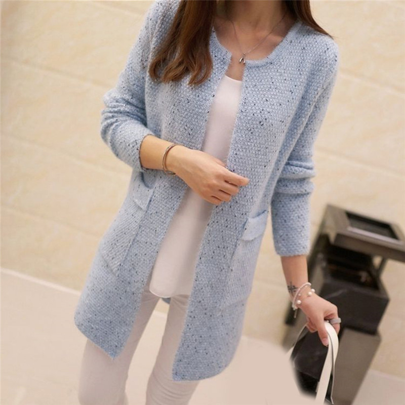 Solid Color Knitted Sweater Tunic New Crochet Ladies Sweaters Outwear Coat Cardigan Winter Warm Cardigan Pockets Fashion Women alx