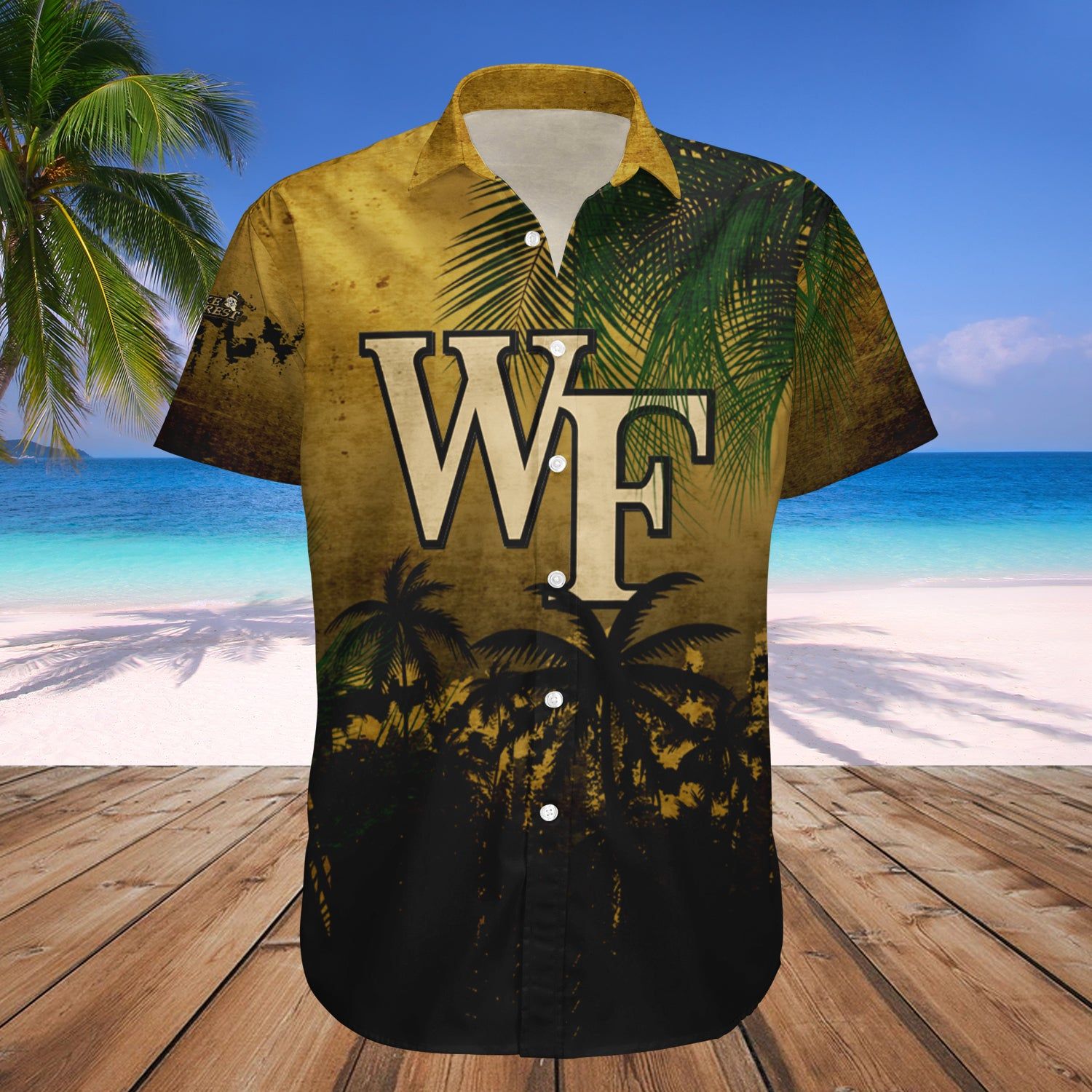 Wake Forest Demon Deacons Hawaii Shirt Coconut Tree Tropical Grunge – NCCA