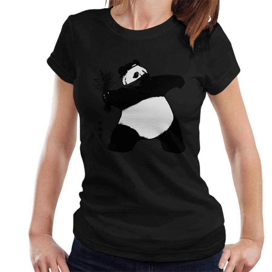 Bamboo Thrower Banksy Panda Women’s T-Shirt