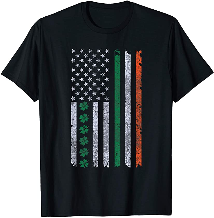 Vintage Irish American Flag St. Patrick’s Day Shamrock T-Shirt