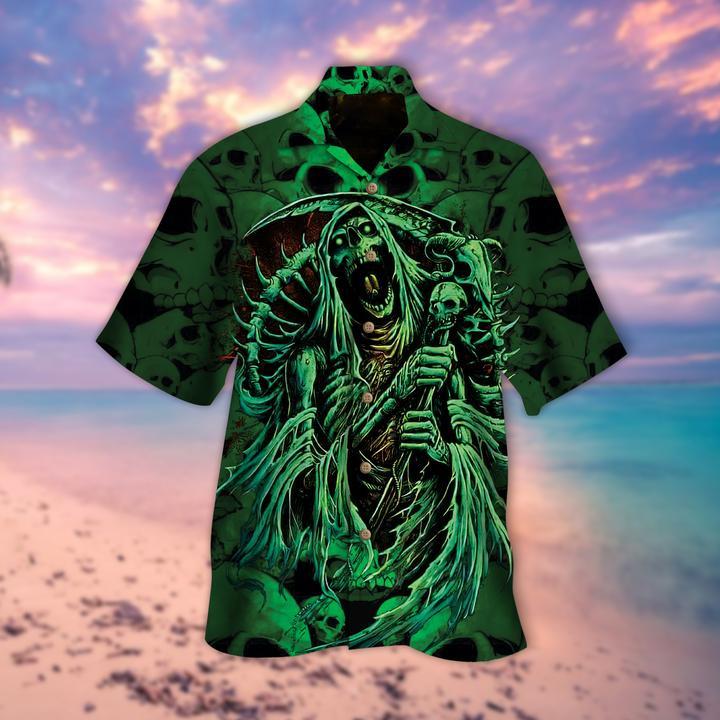 Green Skeleton Skull Aloha Hawaii Shirts Unisex Ha56114