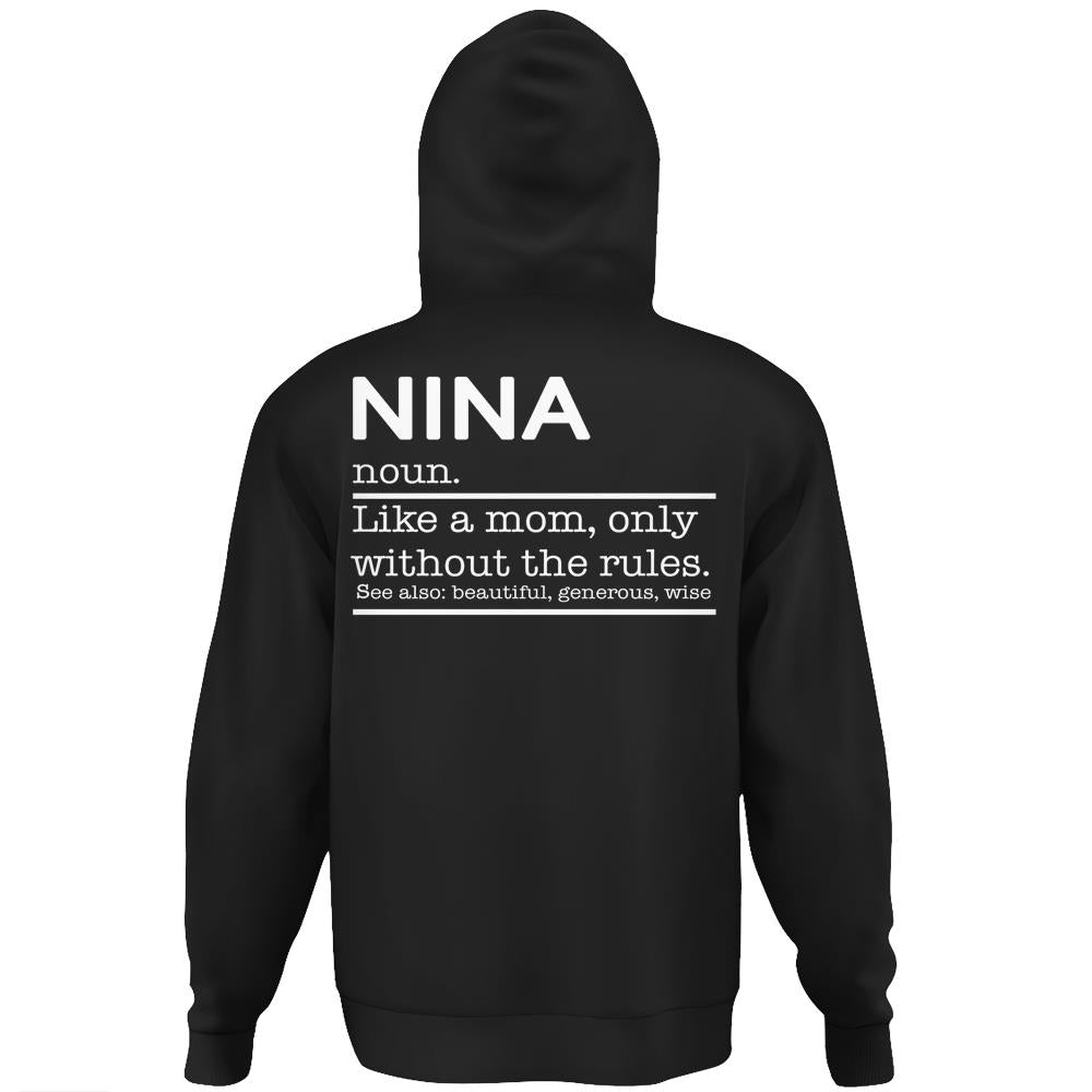 Funny Nina Definition Grandma Mother Day Gifts Hoodie Print On Back