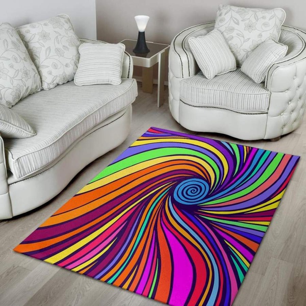 Abstract Psychedelic Colorful Wave Area Rug