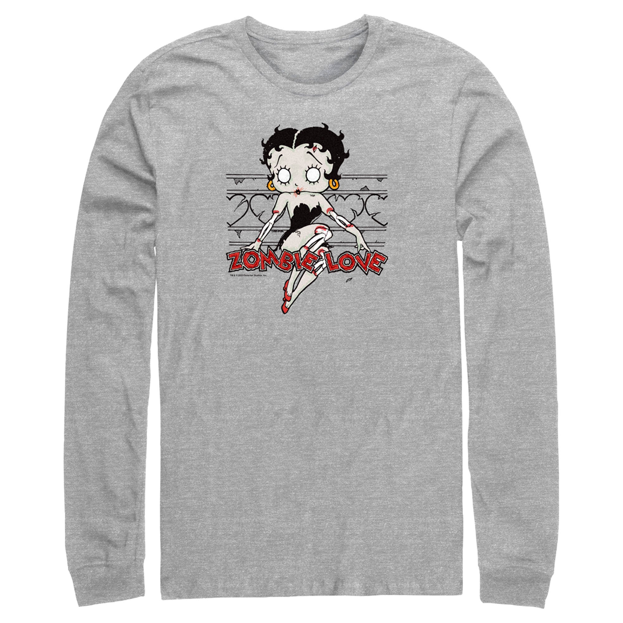 Men’S Betty Boop Halloween Zombie Love Long Sleeve Shirt