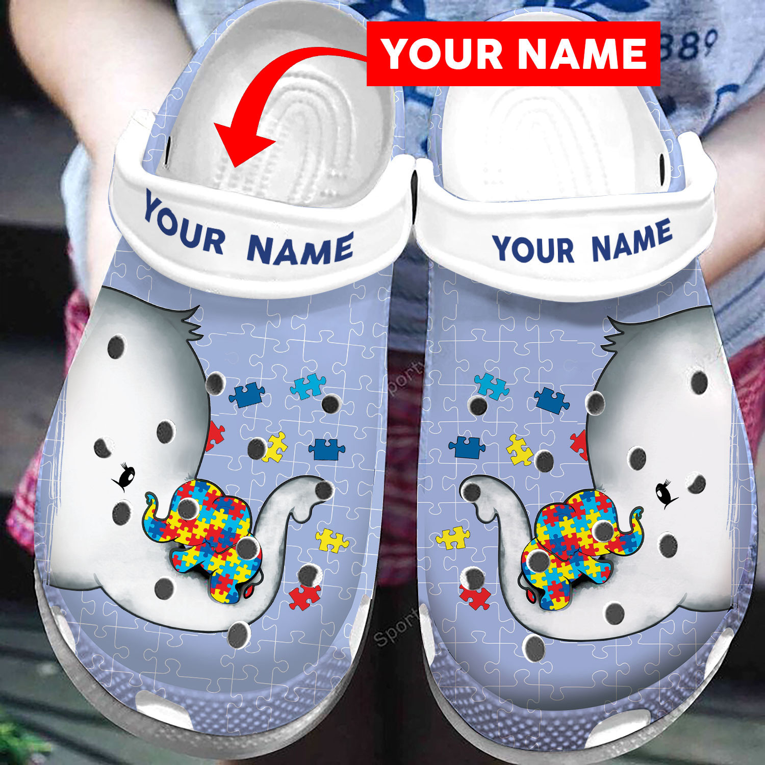 Autism Elephant Mom Custom Name Clog Shoes#Hd