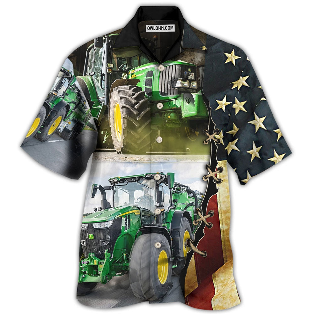 Tractor Independence Day Green Tractor Us Flag – Hawaiian Shirt – Owl Ohh