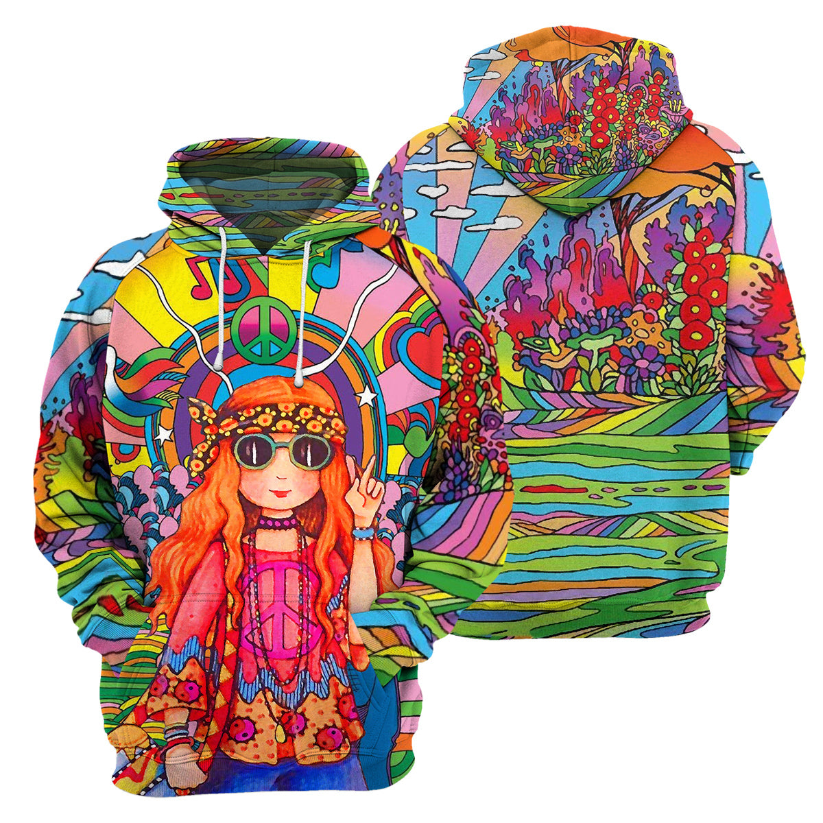 Gearhumans Red Hair Hippie Girl – 3D All Over Printed Shirt