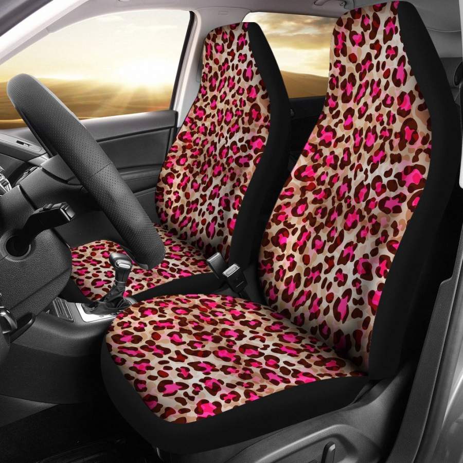 Pink Dot Cheetah Leopard Pattern Print Universal Fit Car Seat Cover