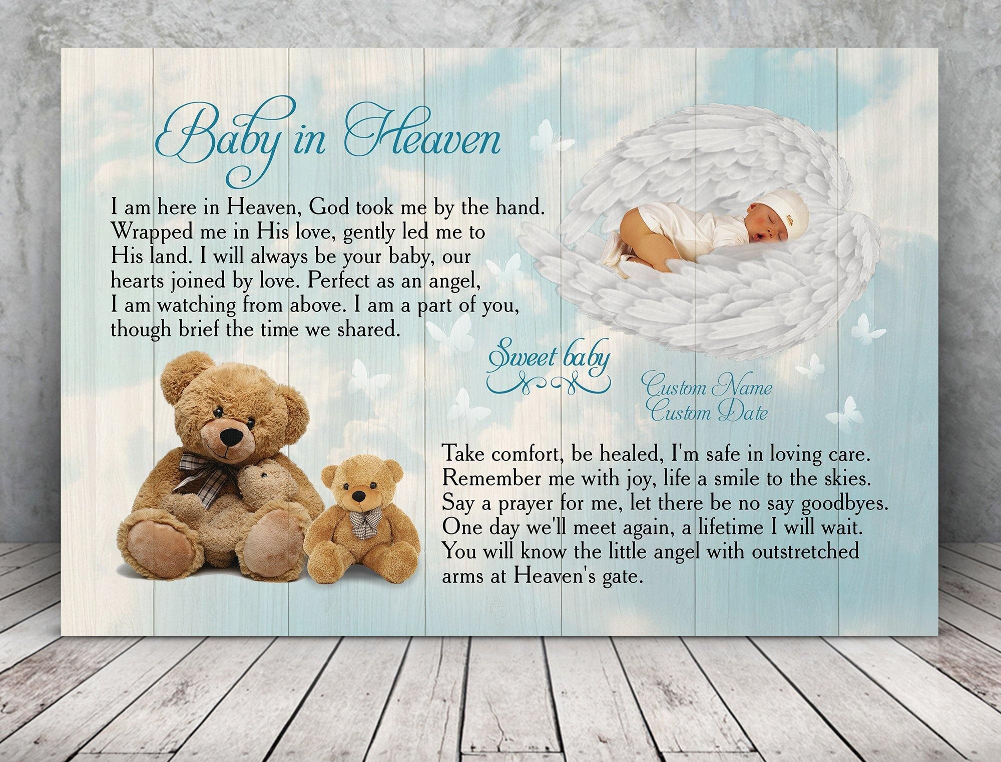 [Personalized Name] Baby In Heaven Gift For Family Home Decor Wall Art Canvas Memorial Home Decor