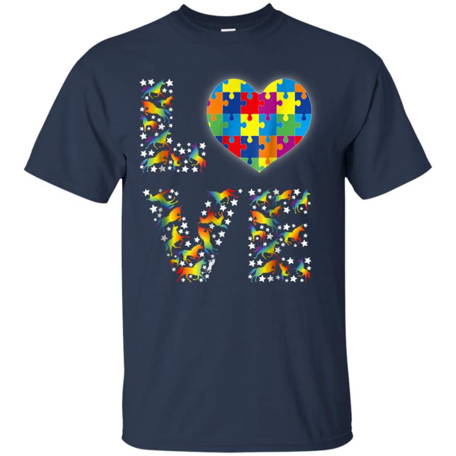 AGR Autism T-Shirt Love Puzzle Heart Support Autistic Tee Shirt