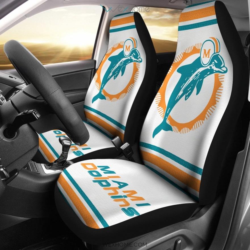 Miami Dolphins Football Car Seat Covers | Miami Dolphins Logo Vintage Style Seat Covers