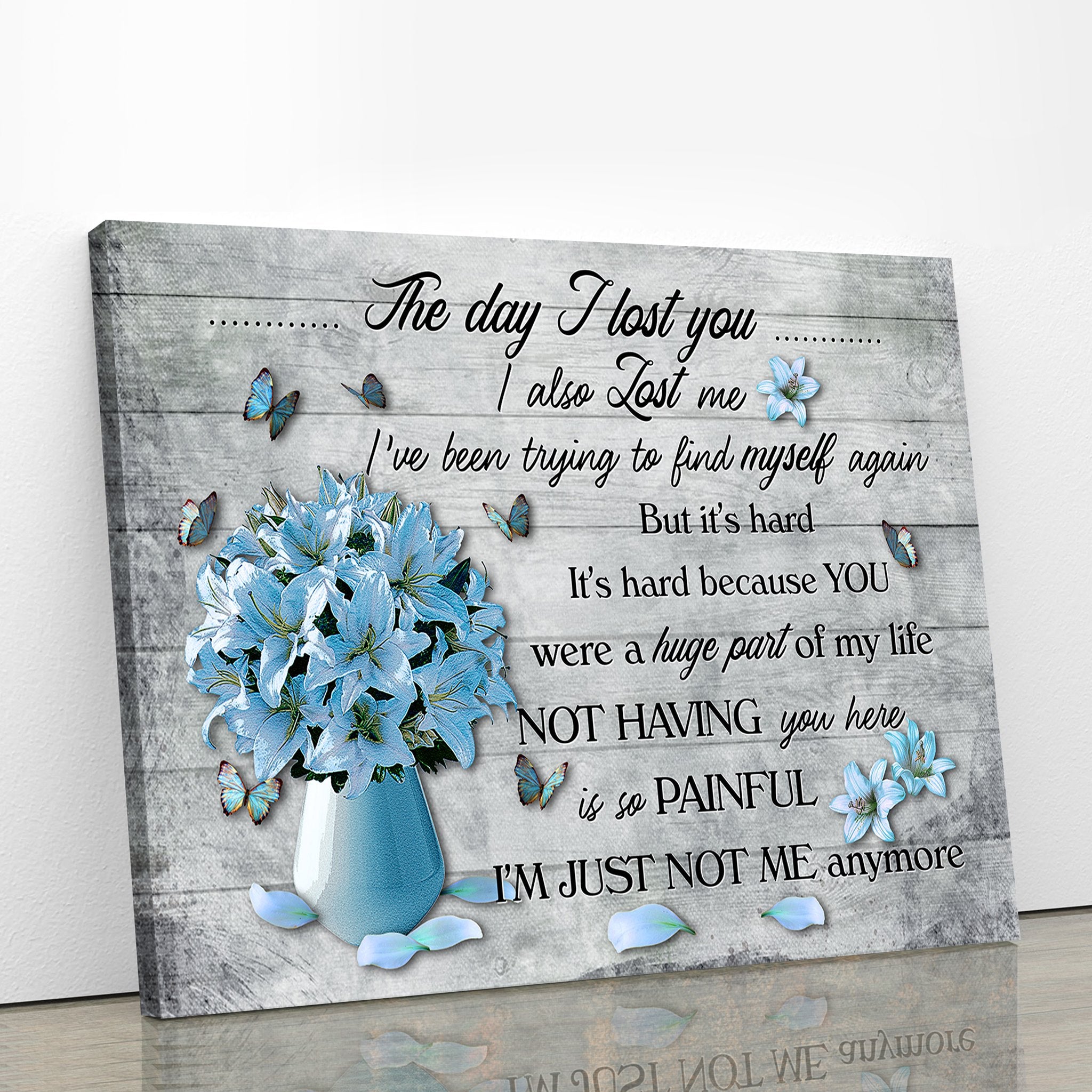 The Day I Lost You – White Lily And Butterflies Landscape Poster & Canvas Gift For Family Friend Birthday Gift Home Decor Wall Art Visual Art