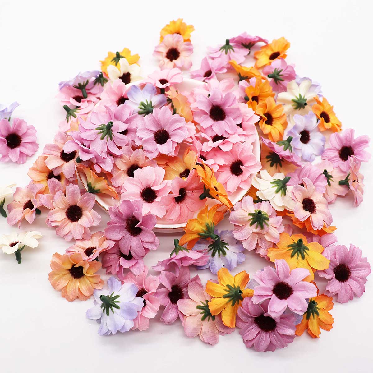 50pcs Silk small daisies cheap Artificial flowers vine Wedding decoration DIY wreath Candy box accessories Fake Sunflower alx