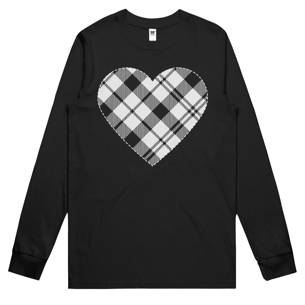 Big Plaid White Heart Valentine’S Day Long Sleeve T Shirts