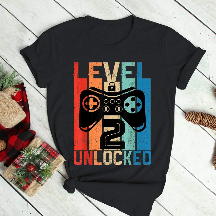 Level 2 Unlocked Video Game Awesome Since 2019 2nd Birthday T-Shirt