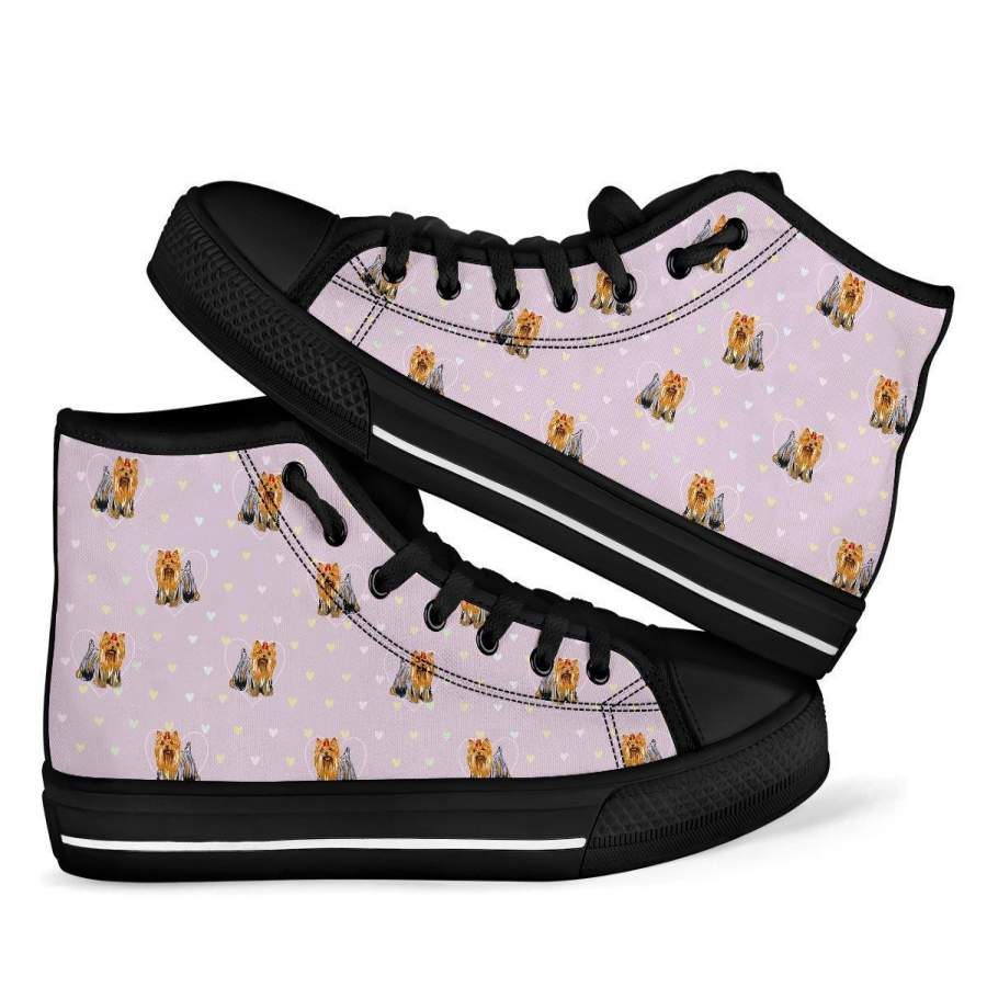 Yorkshire Terrier Dog Puppy Pattern Print Men Women’s High Top Shoes