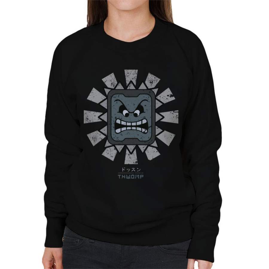 Thwomp Retro Japanese Mario Women’s Sweatshirt