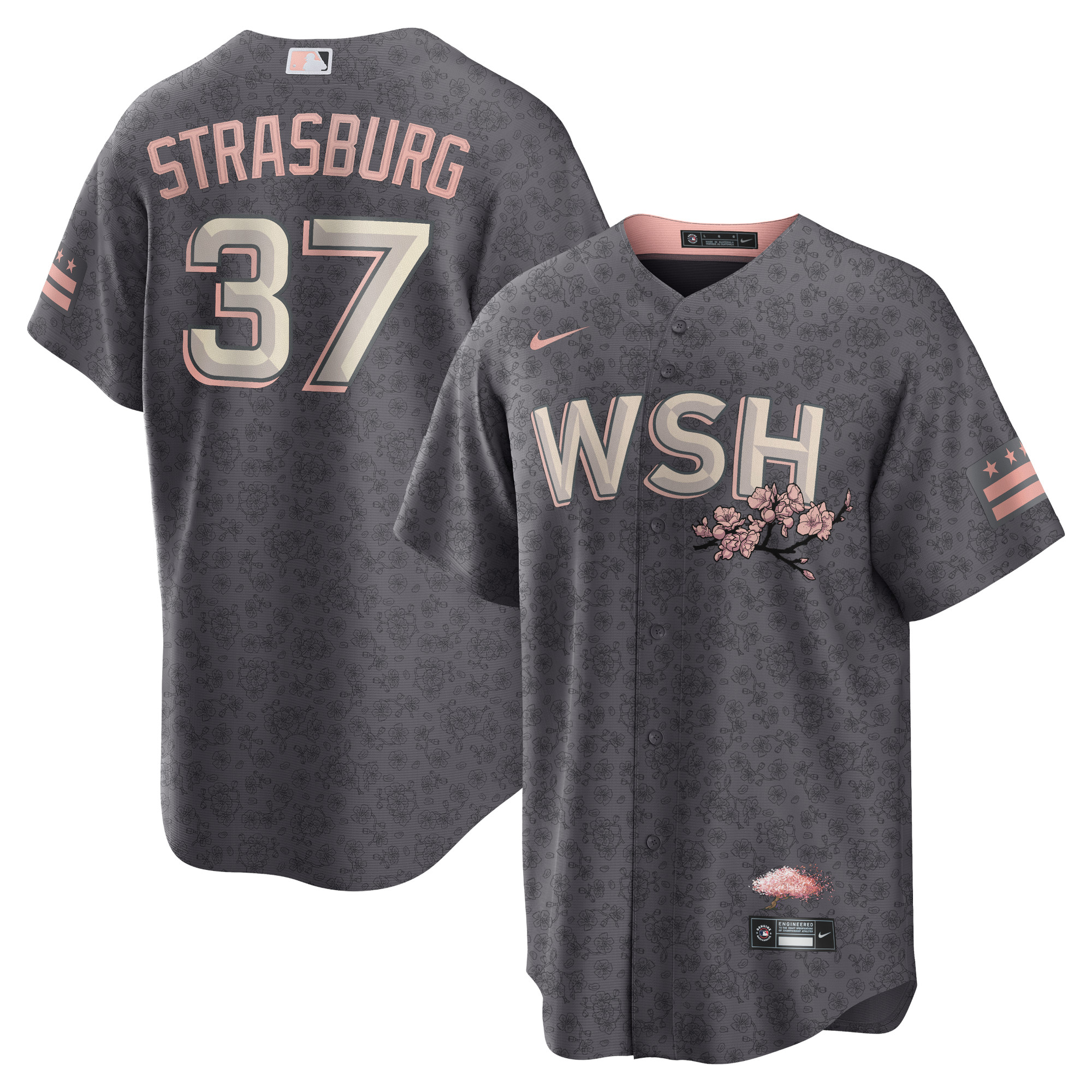 Stephen Strasburg Washington Nationals City Connect Replica Player Jersey – Charcoal