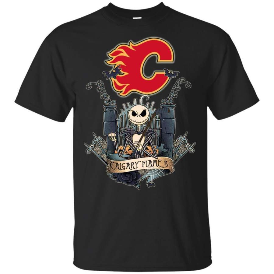 Jack Skellington Calgary Flames Hockey T-shirt Men Women Fan HA05