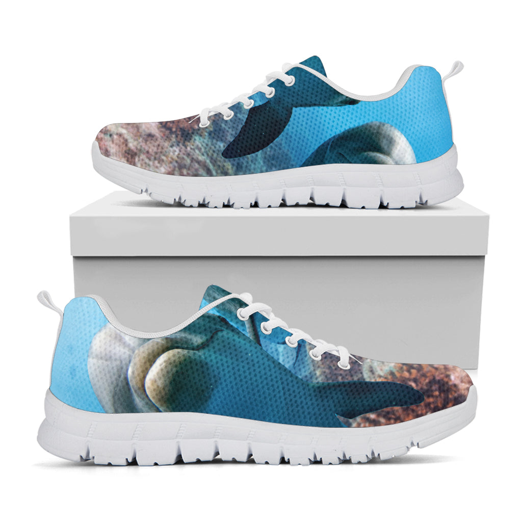 Cute Dolphins In The Ocean Print White Sneakers