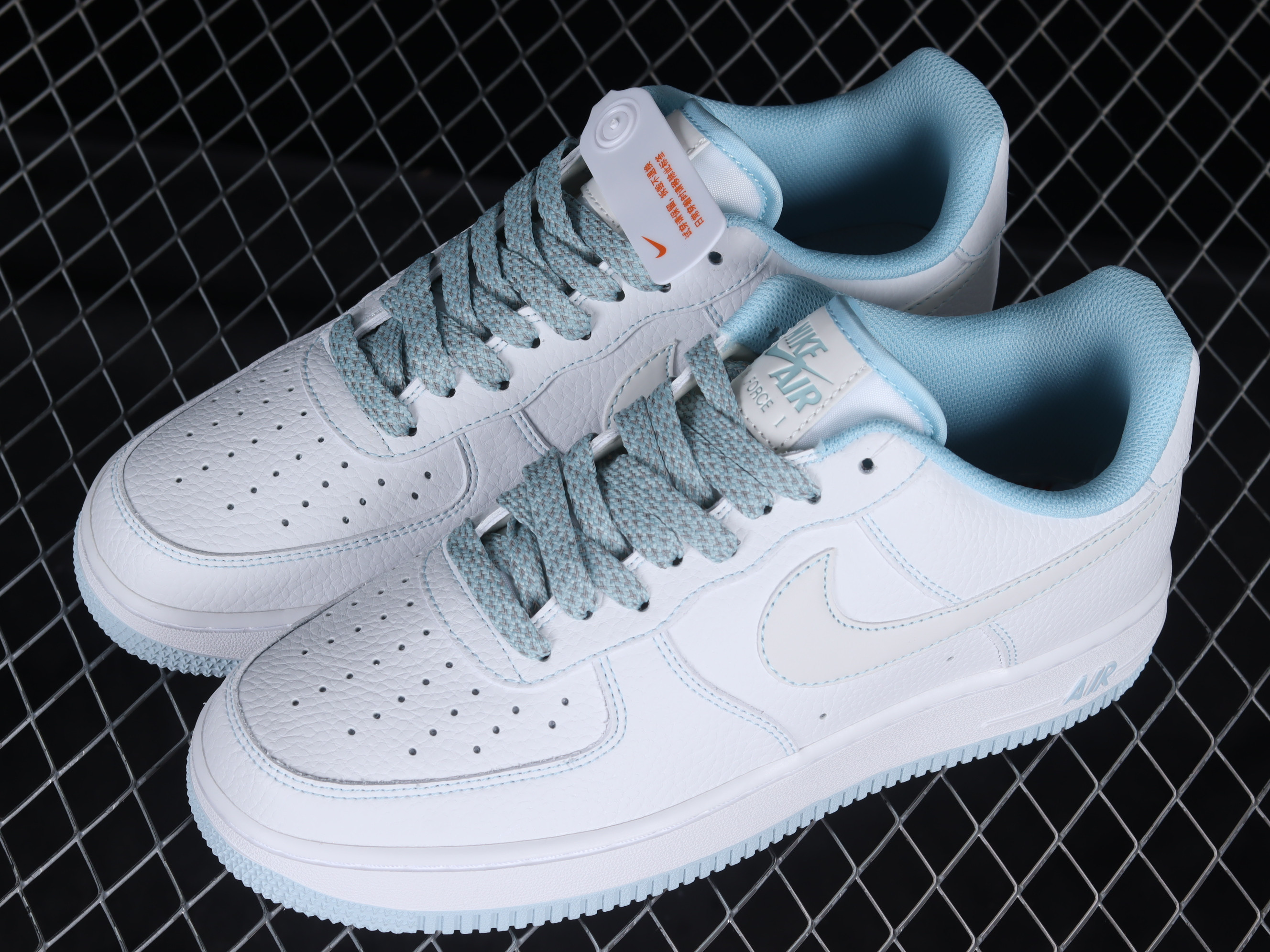 Nike Air Force 1 07 Low White Light Blue Shoes Sneakers SNK492321554