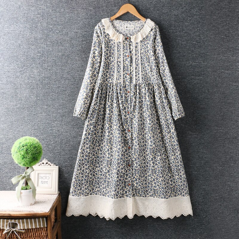 2022 Spring New Long Sleeve Floral Dress Women Single Breasted Double Pockets Casual Dresses alx