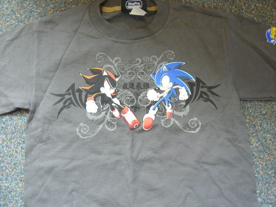 Sonic X  T Shirt  Shadow Vs Sonic Grey Tribal t shirt  For Men  For Women