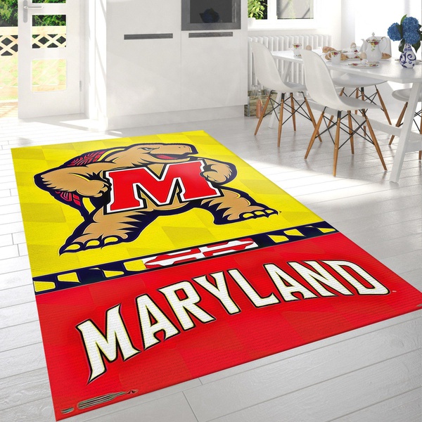 Collegiate University Of Maryland Terrapins Logo Rug Bedroom Rug Home US Decor