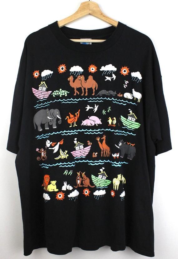 90S Vintage Noah S Ark Shirt 1990 Noah S Ark Graphic Shirt Animals Black Shirt