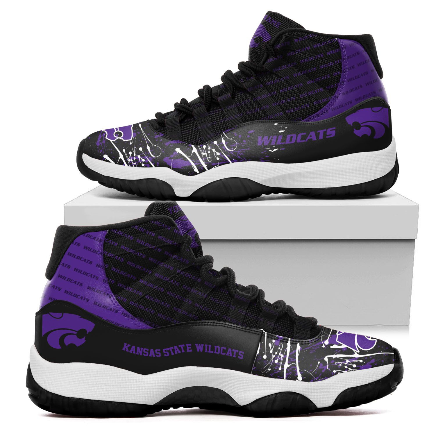 Custom Name Kansas State Wildcats Air Jd 11 Sneakers Shoes 148 For Football Fans Kansas State University Wildcats