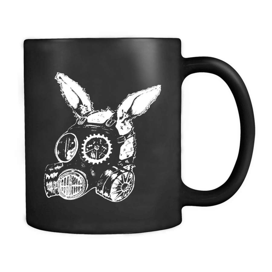 Post Apocalyptic Rabbit Original Art Bunny Steam Punk Gas Mask Watership Down Critical Eggplant Mug