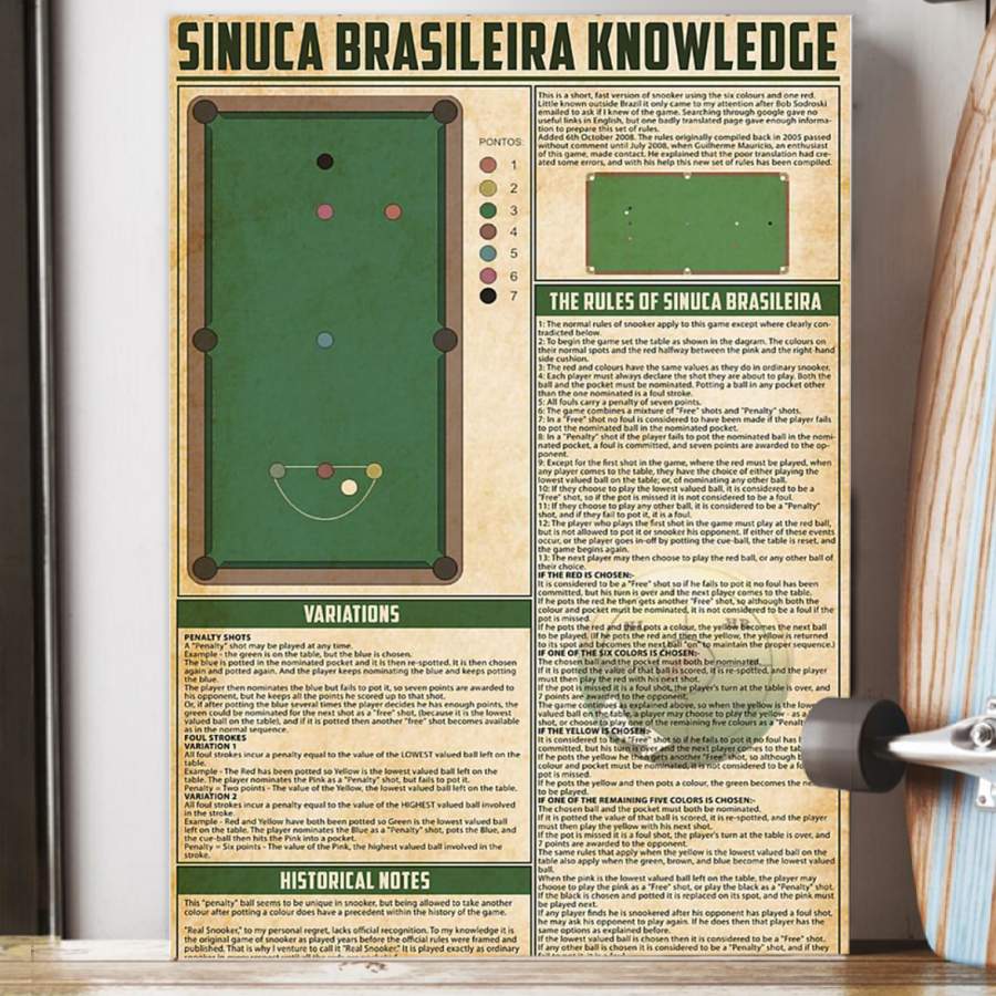 Sinuca Brasileira Knowledge  Unique Custom Design  Poster  Gift