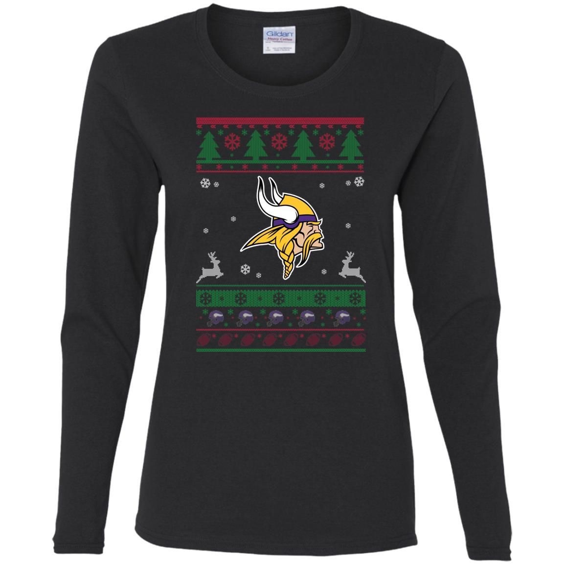 Minnesota Vikings Logo Football Teams Ugly Christmas Sweater Women Long Sleeve Shirt