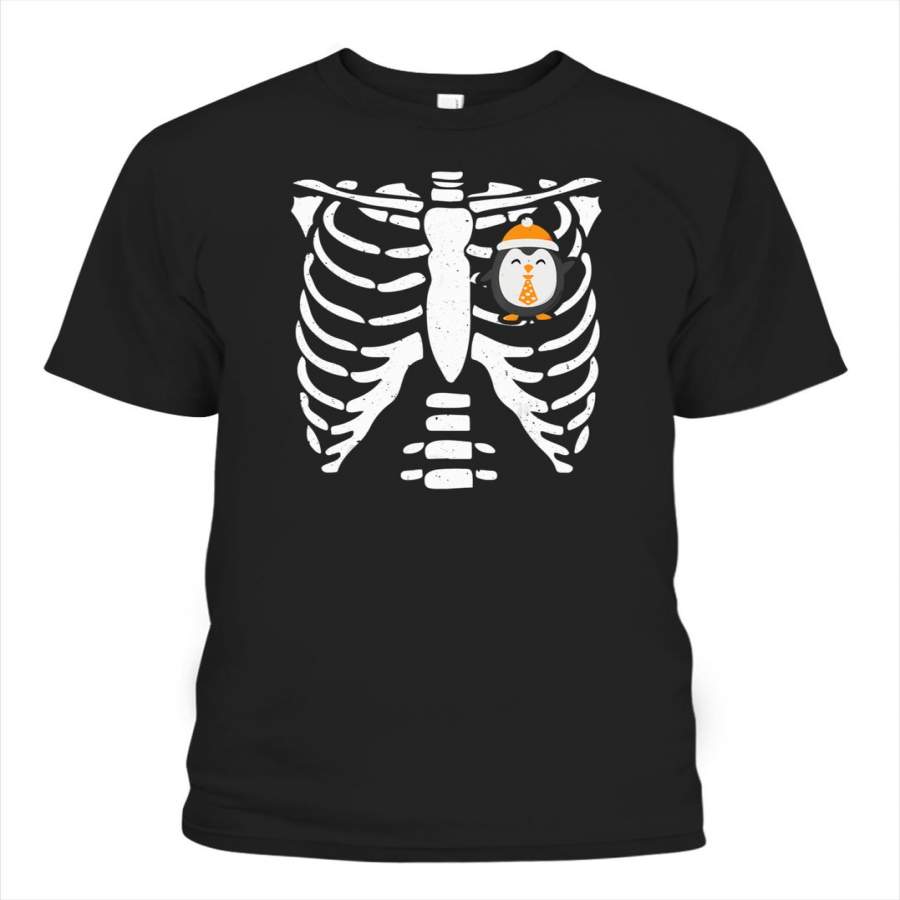 Penguin Halloween Shirt Costume Skeleton Bone T-shirt All Over Print For Unisex