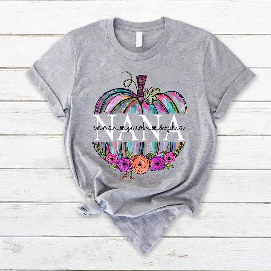 Personalized Nana Pumpkin Kids Names – Halloween Shirt