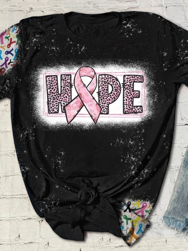 Breast Cancer Awareness Hope Bleached Short Sleeve 3D T-Shirt