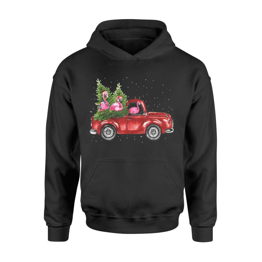 Flamingos Into The Red Car Christmas T-Shirt – Standard Hoodie