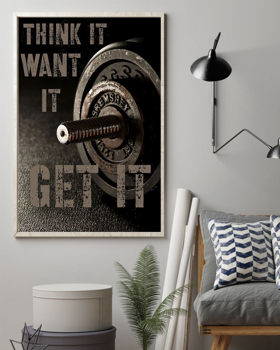 Fitness Think It Want It Vertical Canvas And Poster | Wall Decor Visual Art