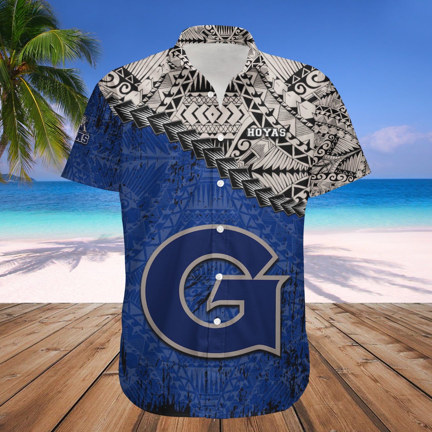 Georgetown Hoyas Hawaii Shirt Grunge Polynesian Tattoo – NCCA