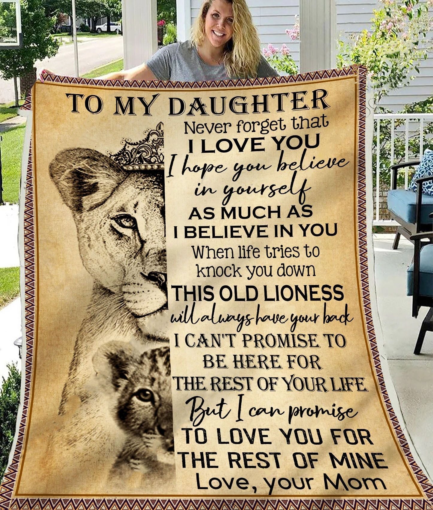 To My Daughter – Lion Blanket – Mom And Daughter Blanket – This Old Lioness Will Always Have Your Back